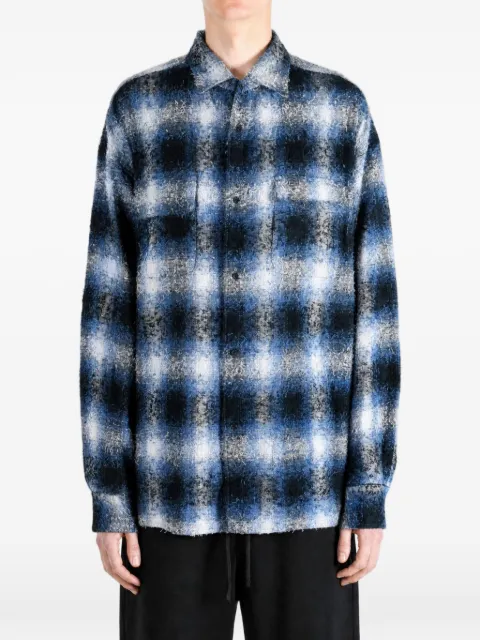 Kozaburo check-pattern distressed shirt Blue 0619S001