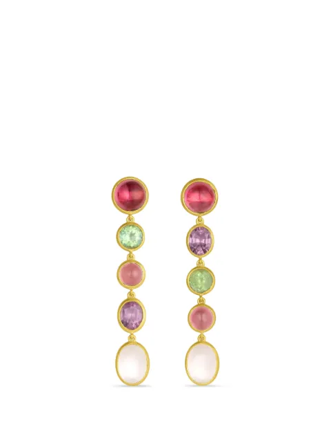 Leigh Maxwell tourmaline and moonstone drop earrings Gold LME234TOMSSP