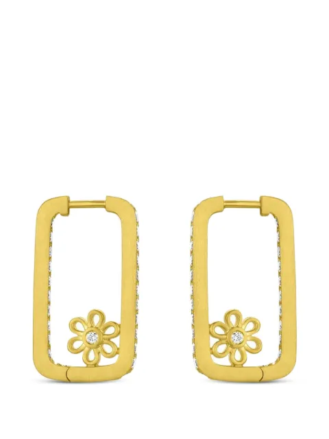 Leigh Maxwell diamond flower hoop earrings Gold LME259DIAFLOWER
