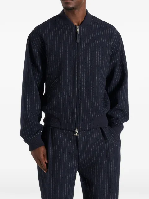 Manière De Voir Leandro in navy pinstripe wool bomber jacket Blue MAN36411