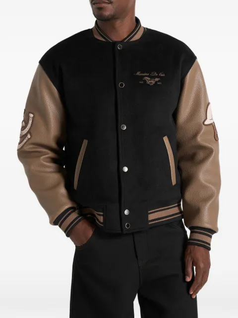 Manière De Voir Equestrian wool-blend varsity jacket - black Black MAN3570