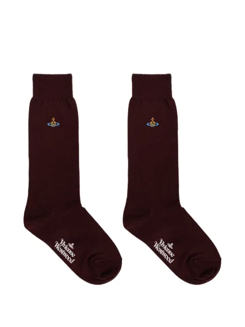 Vivienne Westwood Orb-embroidered ribbed-trim socks Red 81040001K0025AA