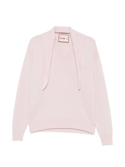 Plan C scarf-detail V-neck sweater Pink MVCME50K00FW00900R20