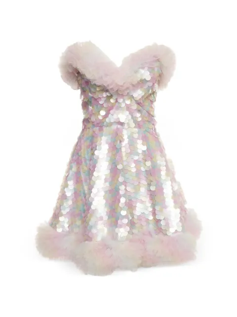424 sequinned ruffle mini dress Pink 1402503