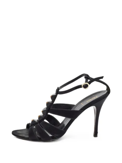 Fendi Pre-Owned studded-embellished T-strap sandals Black 1406447