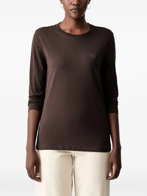 Armani Exchange logo-embroidered long-sleeve T-shirt Brown XW002960AF10356