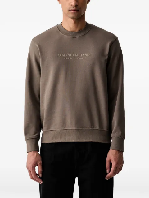 Armani Exchange logo-print crew-neck sweater Brown XM001284AF2