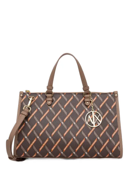 Armani Exchange logo-print monogram tote bag Brown XW000400AF17155