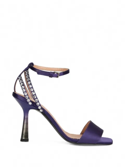 Alberta Ferretti crystal-embellished satin sandals Purple A63058250