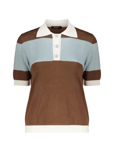 Moorer striped knit polo shirt Brown KAYLEEOLK