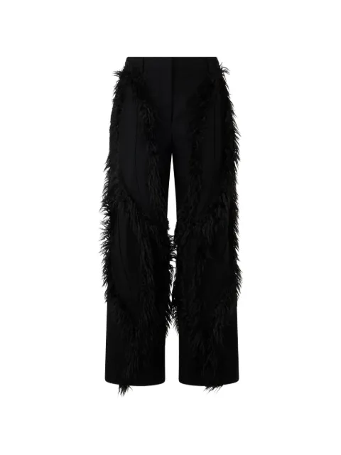 Alberta Ferretti frayed-detail wide-leg trousers Black A03275136