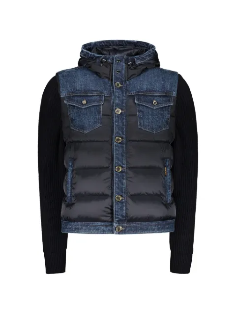 Moorer denim-panelled hooded jacket Black DENZEL104S