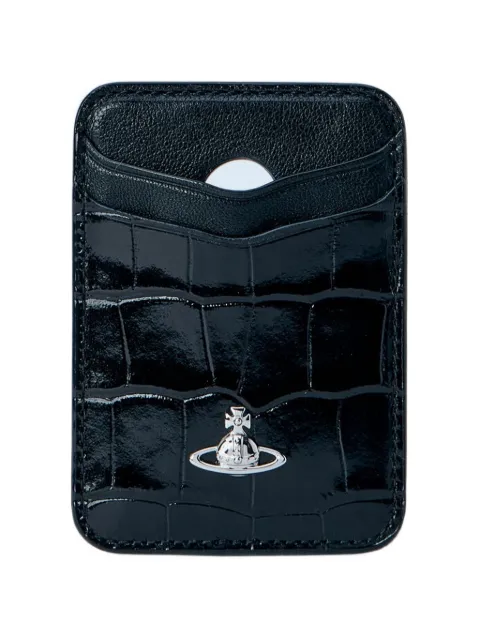 Vivienne Westwood croc-embossed Orb card holder Black 5403000WUC009KN401