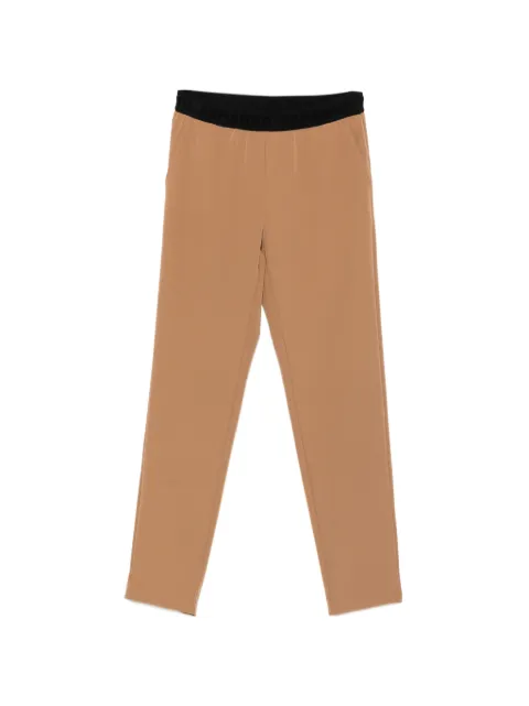 ERMANNO FIRENZE logo-waistband slim-fit trousers Brown D49EP066E28