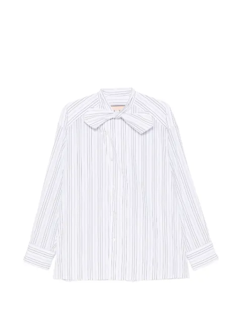 Plan C striped pussy-bow shirt White CMCAH51K00TC128