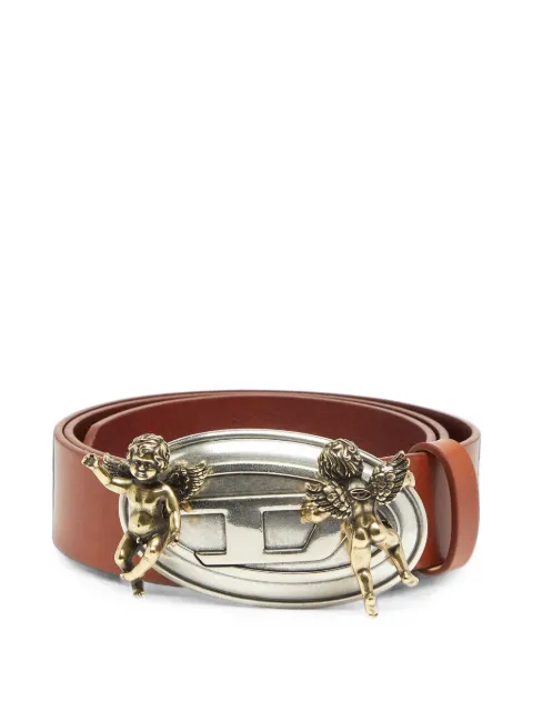 Diesel 3.5cm leather belt with cherub Oval D buckle Brown X10967P9512