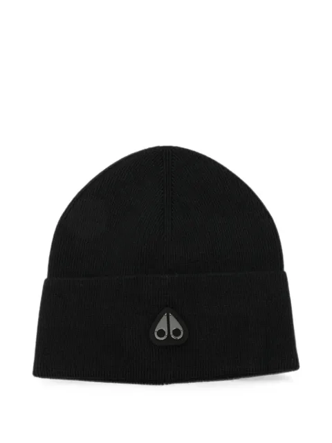 Moose Knuckles Frost logo-plaque beanie hat Black M36MA540