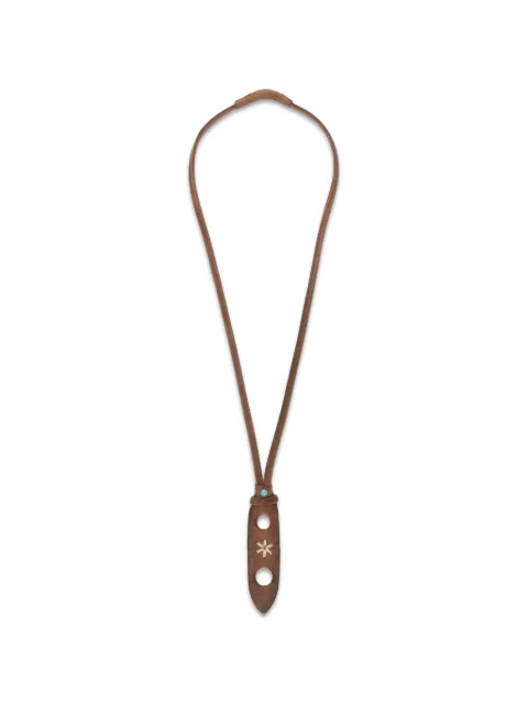 ERALDO embroidered leather eyewear necklace Brown PORTAOCCHIALI