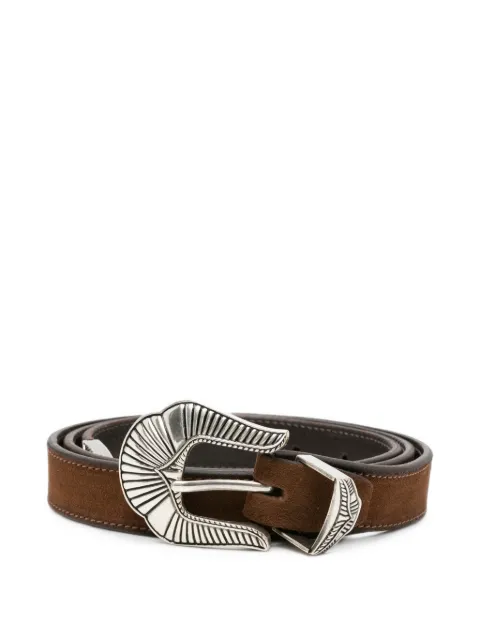 ERALDO engraved-buckle suede belt Brown 81935