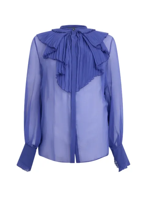 Alberta Ferretti ruffled silk shirt Blue A02065114