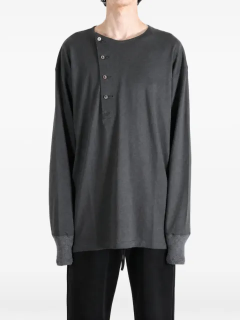 TAIGA TAKAHASHI asymmetric button-fastening T-shirt Grey TT26AW618