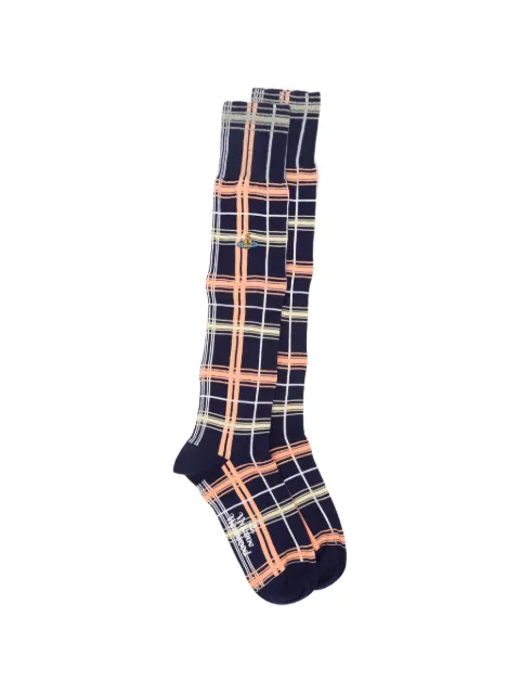 Vivienne Westwood check Orb-embroidered socks Blue 81040002K008P