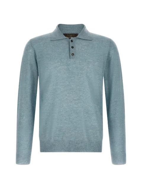 Zanone mélange-effect polo sweater Blue 810392ZK135Z1408