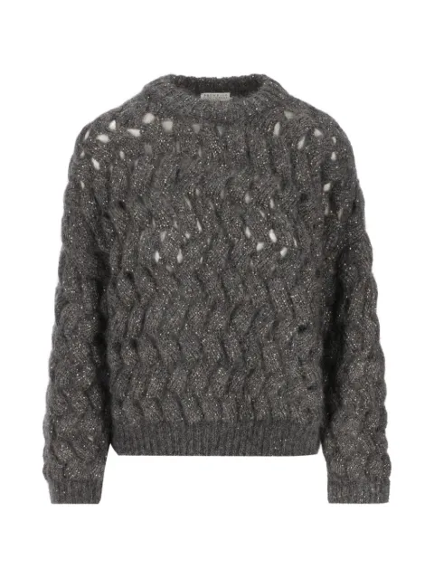 Brunello Cucinelli zigzag cable-knit sweater Grey MNT347520CGD77