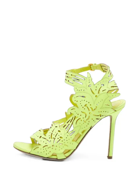 Sergio Rossi Vintage laser-cut ankle-strap sandals Green 1393399