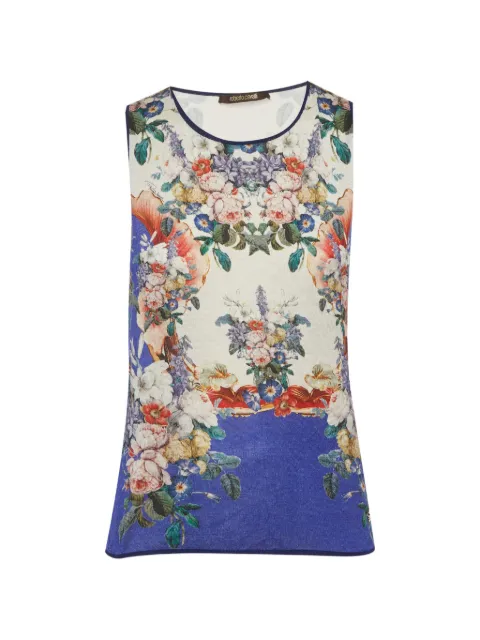Roberto Cavalli Vintage floral-print silk tank top White 1388126