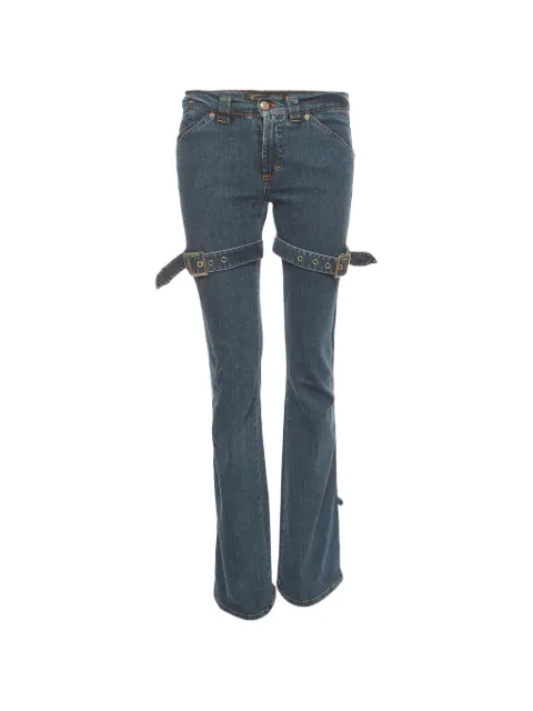Versace Pre-Owned thigh-strap flared jeans Blue 1400637