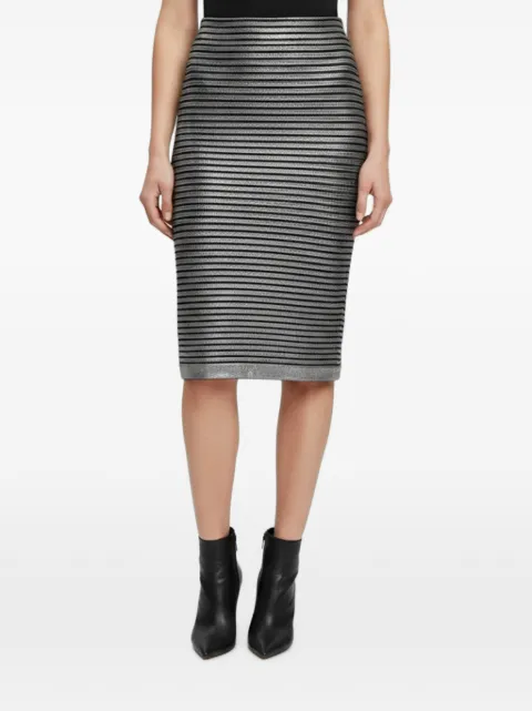 Balmain Pre-Owned striped midi skirt Black 1382829