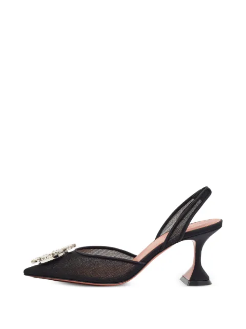 Amina Muaddi Begum crystal-embellished slingback pumps Black 1403646