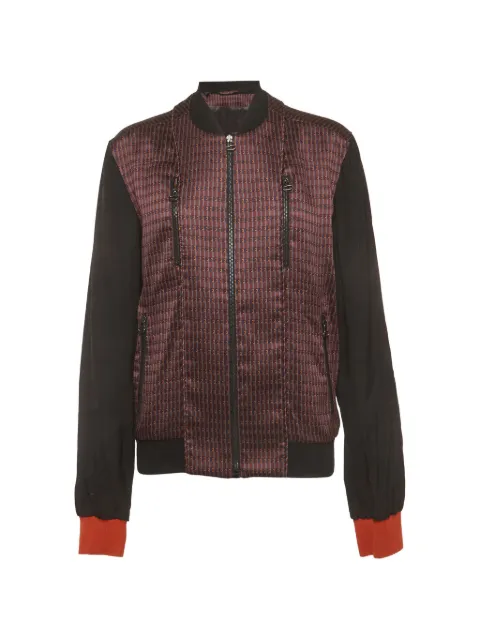 Lanvin Pre-Owned striped jacquard bomber jacket Grey 1387395