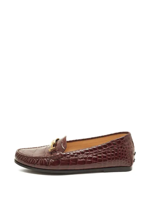Tod's Vintage croc-embossed loafers Brown 1397025