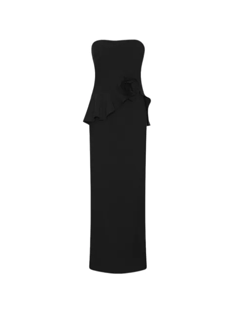 ROTATE BIRGER CHRISTENSEN long flower strapless maxi dress black Black 116649100