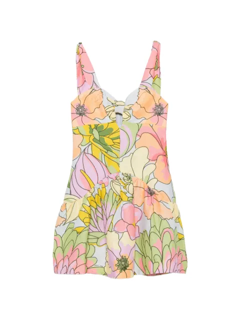 FARM Rio floral-print cut-out mini dress Blue 363035