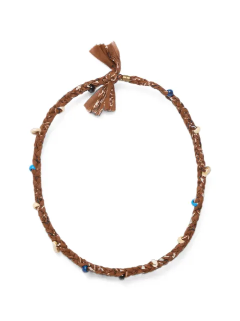 Alanui Bandana seashell-embellished necklace Brown LWOB006E26FAB001