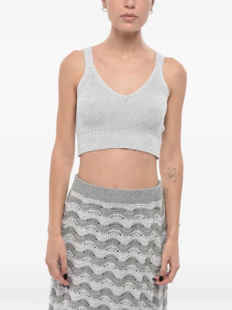 COLOUR MARKET Lurex cropped top Silver 064ARGENTO