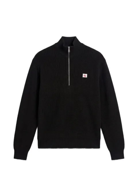 Calvin Klein quarter-zip waffle-knit sweater Black LV04RH327GUB1