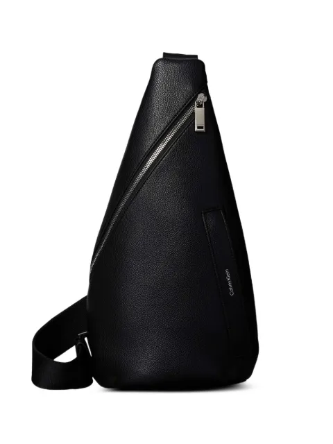 Calvin Klein mini Pebble grained-texture logo-print shoulder bag Black LV04D3495GUB1
