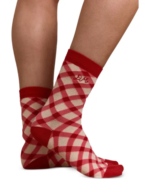 DAMSON MADDER gingham-pattern logo-embroidered socks (set of two) Red SS26DM3586