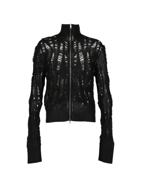 FILTH distressed zip-up cardigan Black FL261KN01
