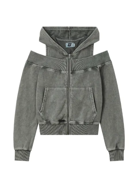 izzue cold-shoulder zip-up hoodie Grey IZXSWW01249X