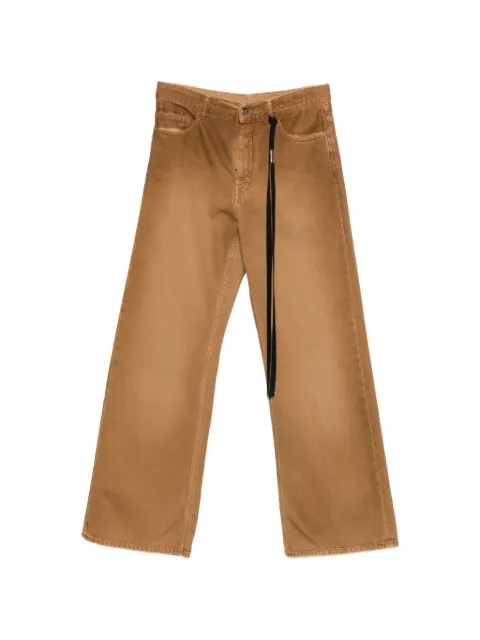 Ann Demeulemeester long-strap wide-leg trousers Brown 2620MTR56DFA756