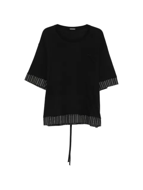 Ann Demeulemeester striped-trim rear-tie T-shirt Black 2602MJTS47104RFA206