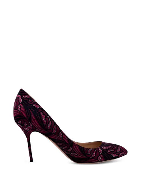 Sergio Rossi Vintage floral-print pointed-toe pumps Black RFCPUGBSH780993W