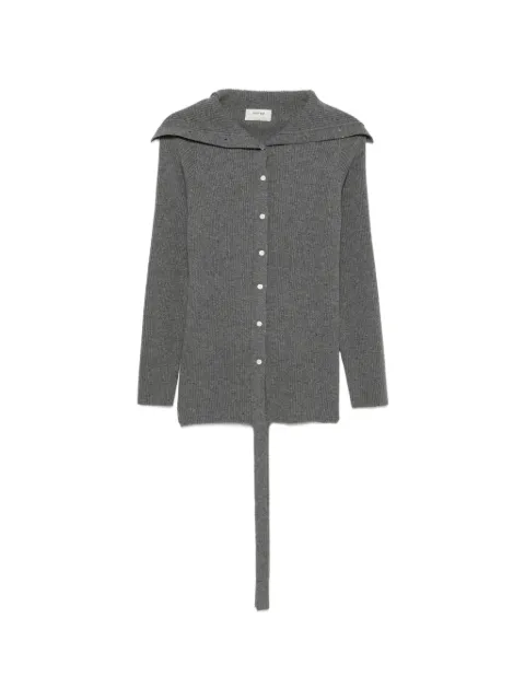 System ribbed-knit sailor-collar cardigan Grey SY2G8KTOT01W