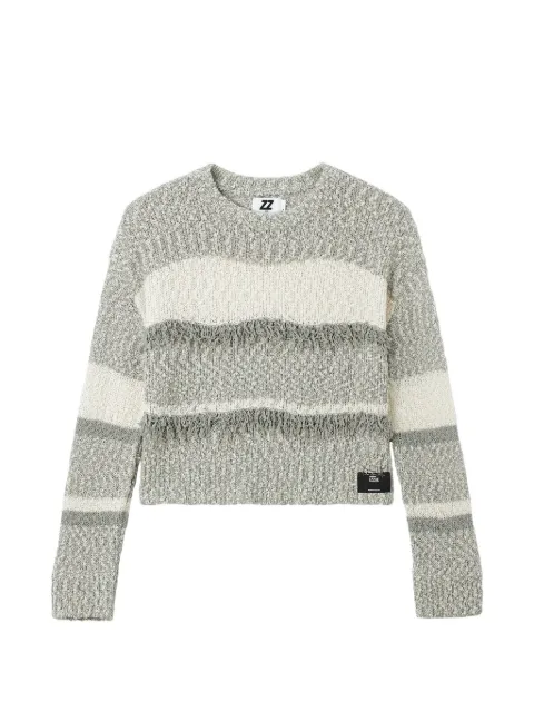izzue fringe-trimmed striped sweater Grey IZXKNW01258X