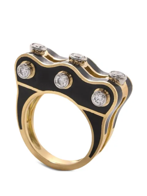 David Webb Wave Studlette diamond ring Gold PS6330184R